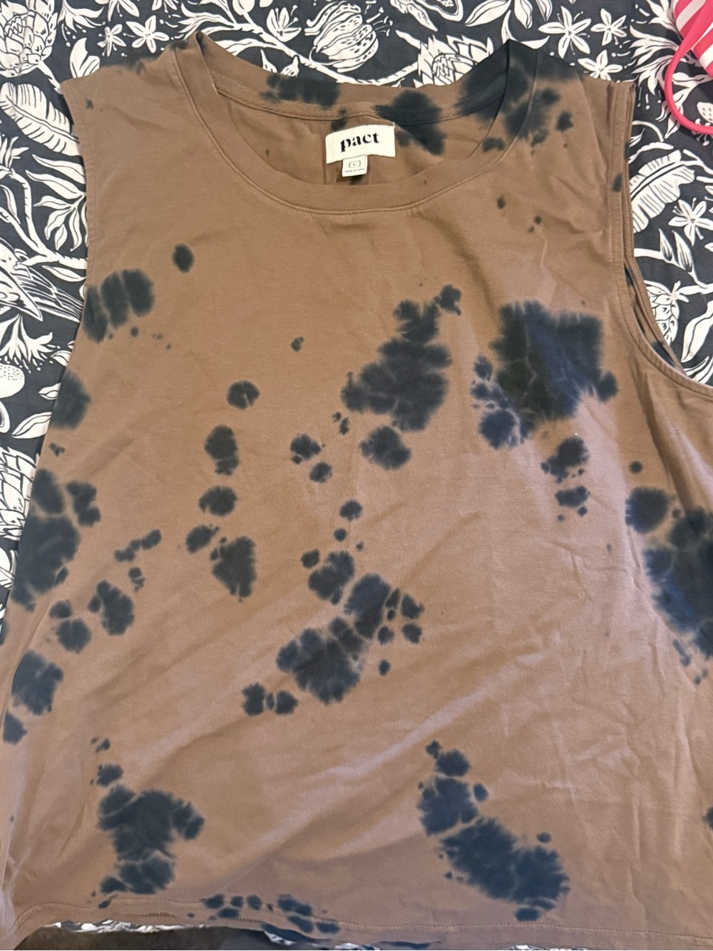 Pact Brown Muscle Tank with Black Tie-Dye